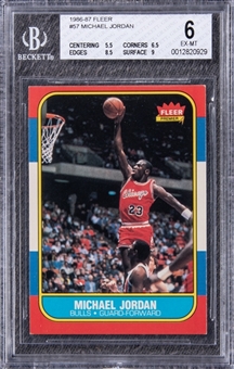 1986-87 Fleer #57 Michael Jordan Rookie Card - BGS EX-MT 6